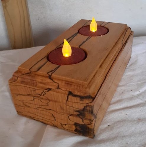 Terry,Upcycled beech spalted wood candle holder.